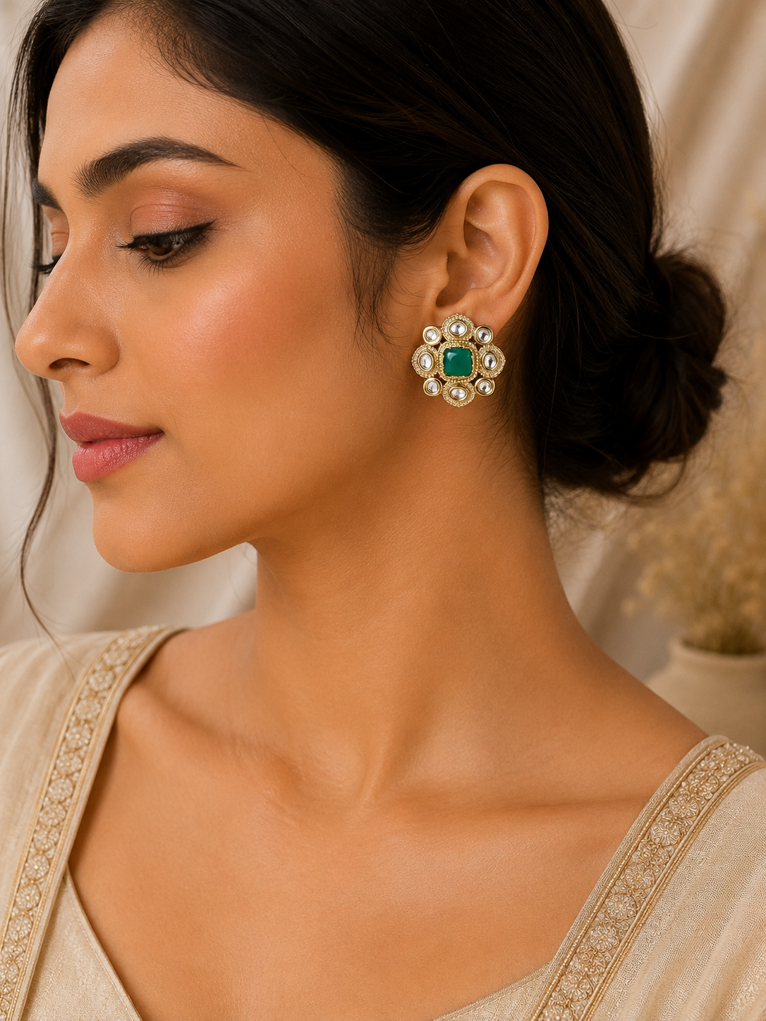 Elvina Emerald Stud Earrings
