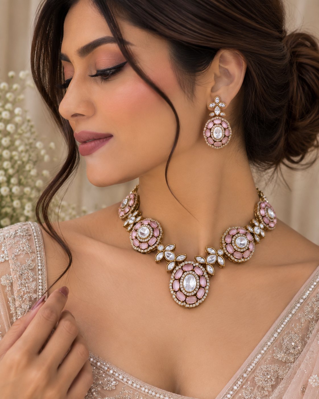 Pavika Blush Kundan Necklace Set