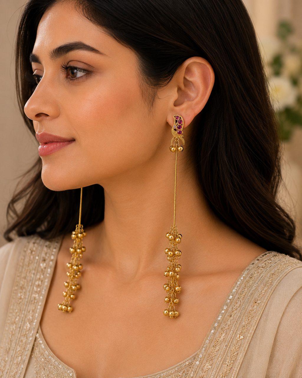 Eishira Ruby Kashmiri Earrings