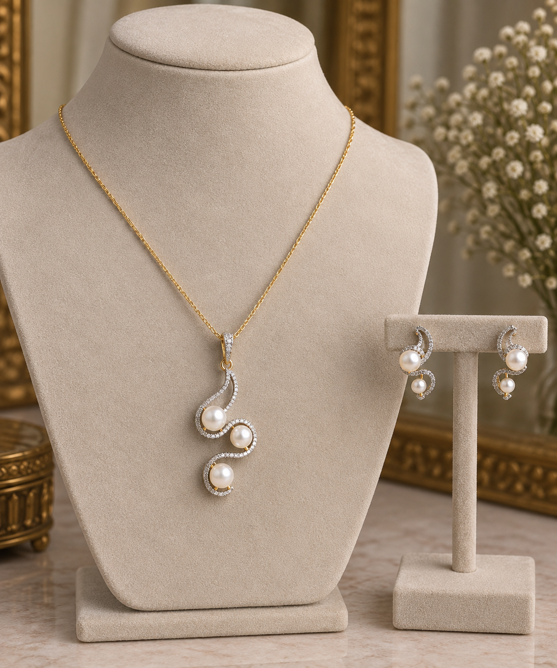 Eshira Pearl Swirl Pendant Set