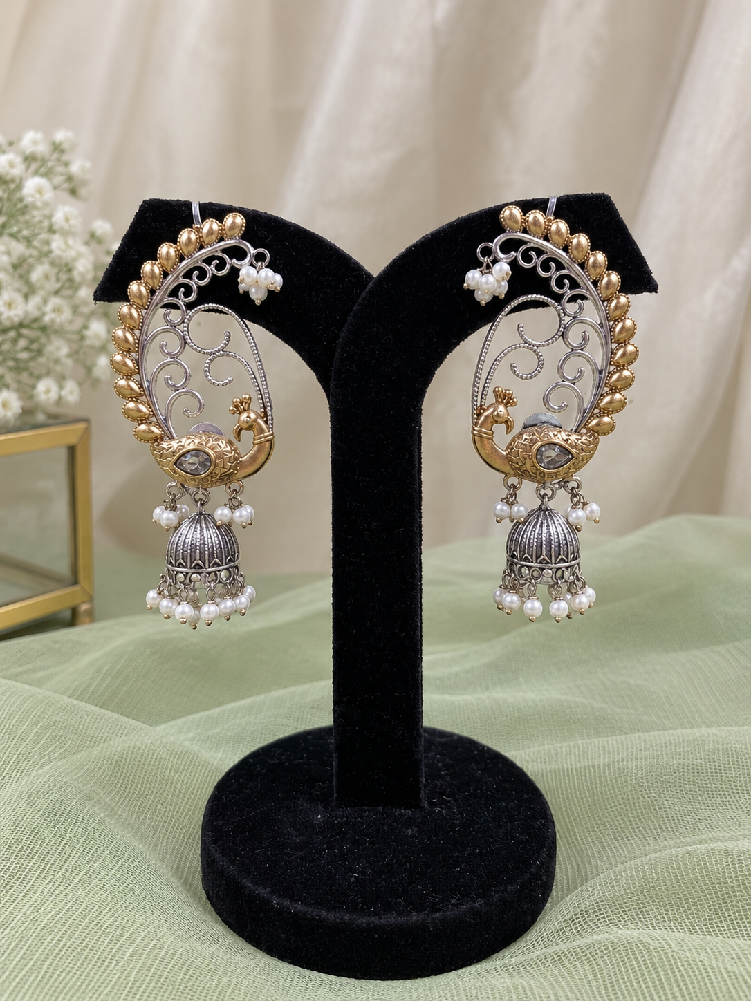 Saanvi Peacock Ear Cuff Jhumkas