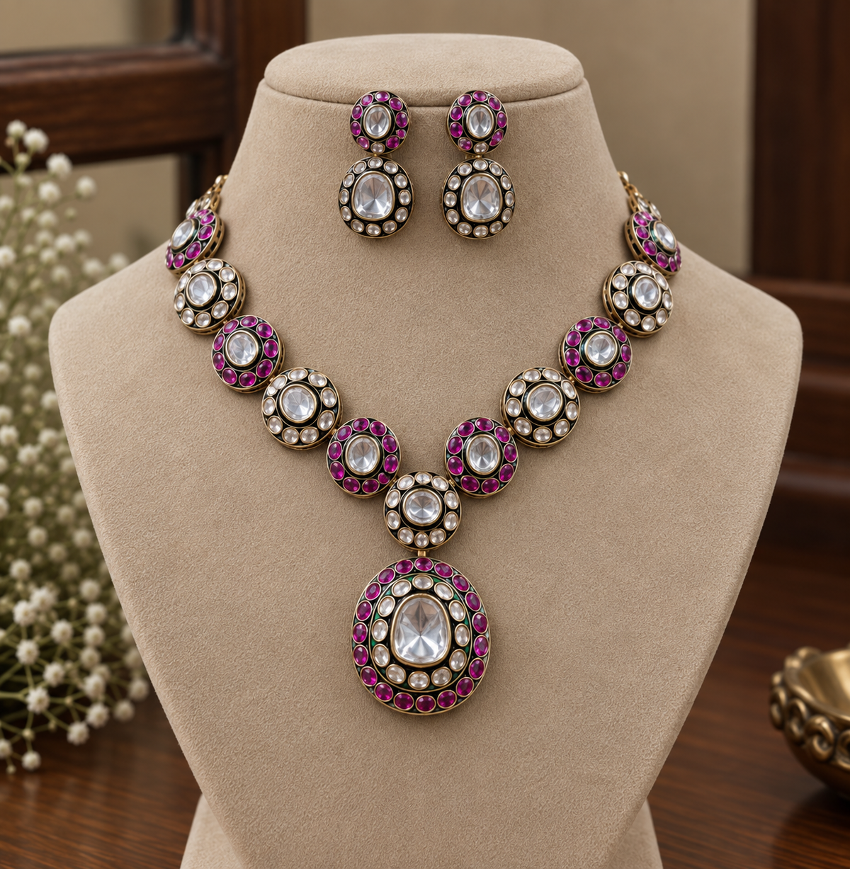 Vritika Ruby Polki Necklace Set