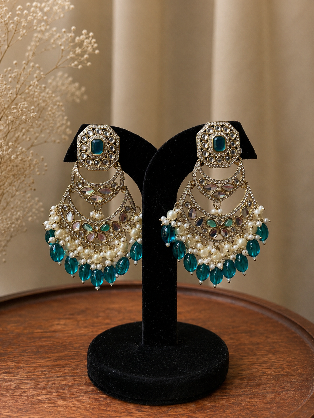 Neyara Teal Chand Earrings
