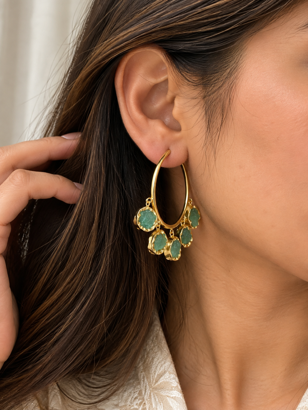 Tavira Stone Hoop Earrings