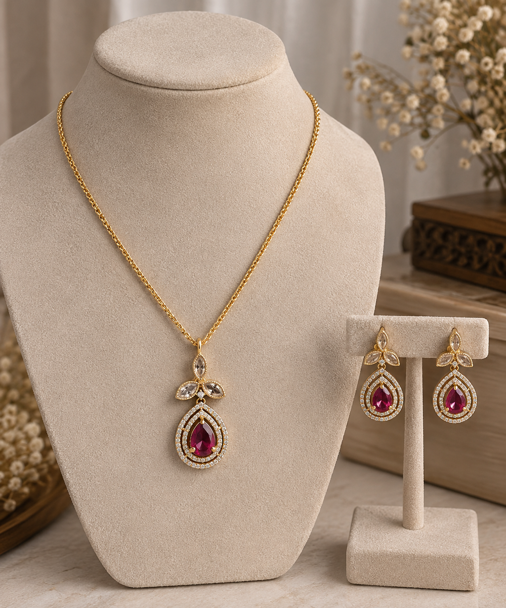 Yashvi Ruby Drop Necklace Set