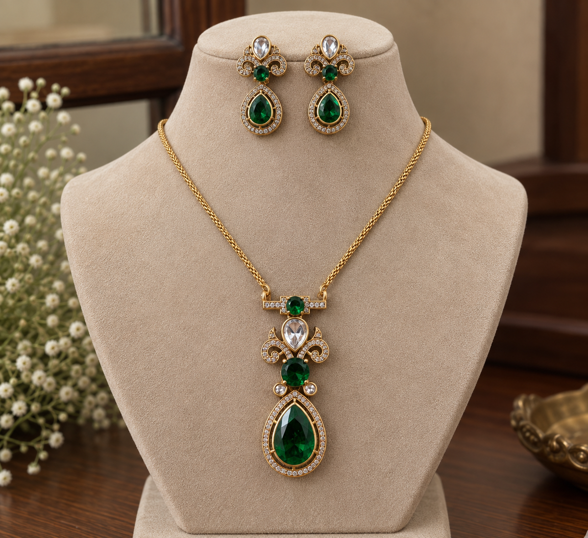 Elysha Emerald Pendant Set