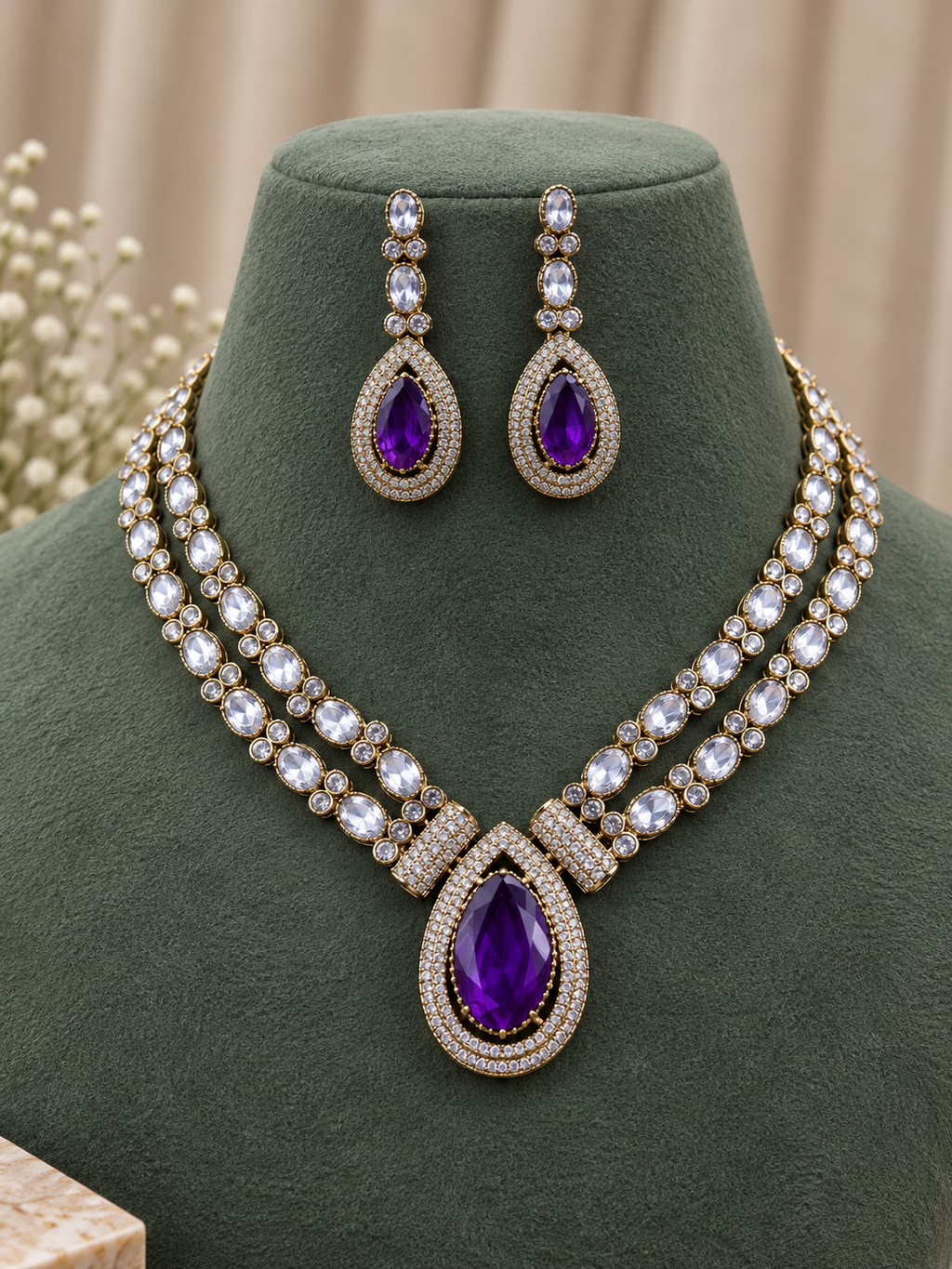 Yuvika Amethyst Royale Necklace Set