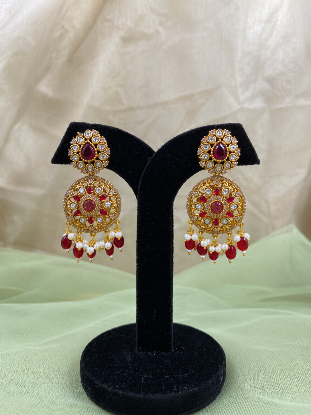 Riyana Ruby Chandbali Earrings