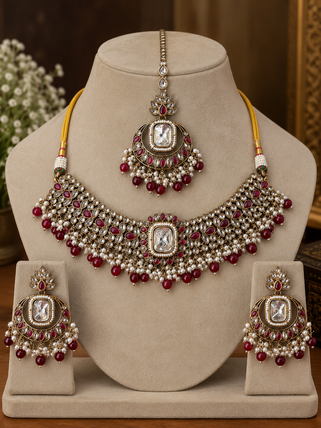 Arohi Ruby Kundan Choker Set