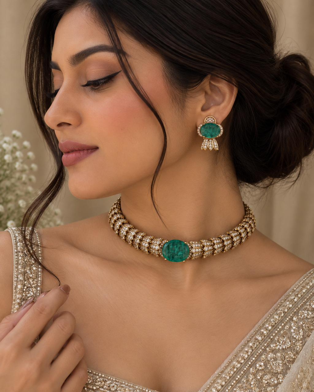 Zareen Emerald Choker Set
