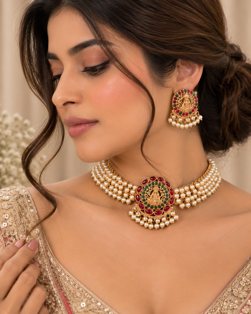 Tavira Temple Pearl Choker Set
