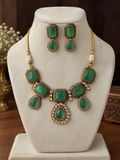 Eshvi Green Stone Necklace Set