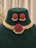 Ishani Ruby Pearl Choker Set