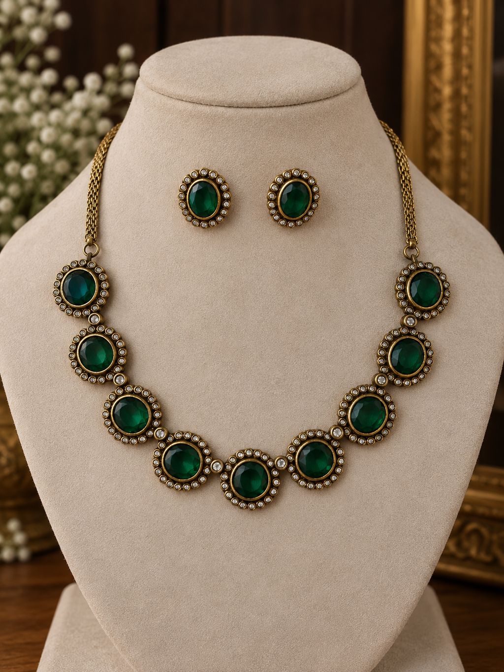 Ziyana Emerald Necklace Set