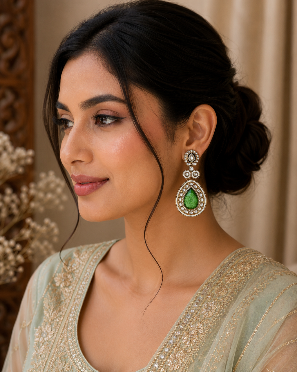 Avyra Green Drop Earrings