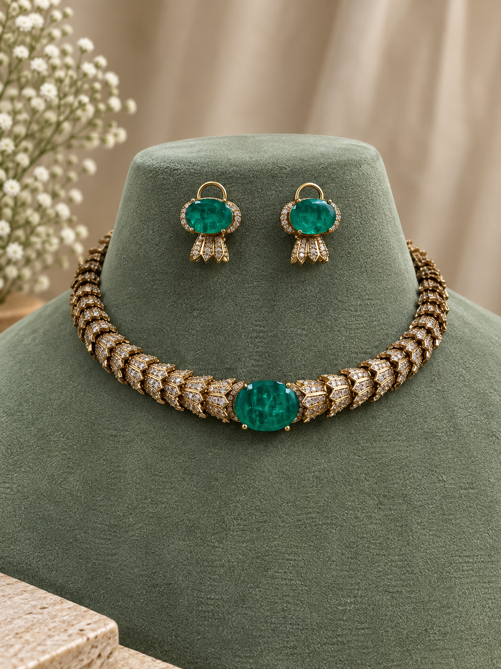 Zareen Emerald Choker Set