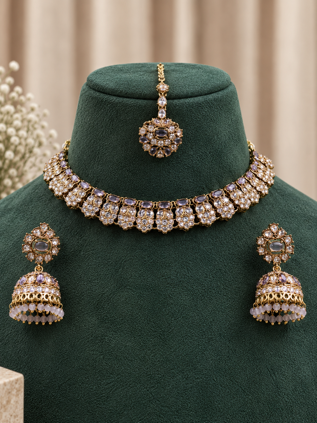 Avyra Lavender Kundan Choker Set