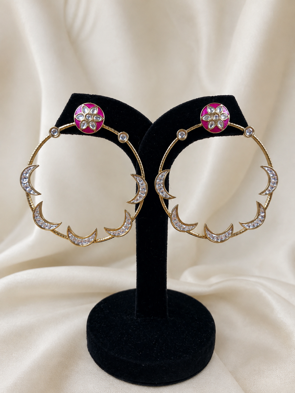 Pink Chandrika Meenakari Earrings