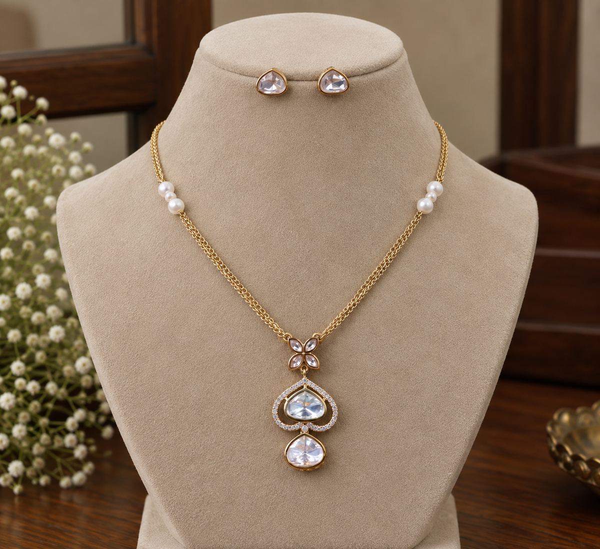 Tvesha Polki Pendant Set