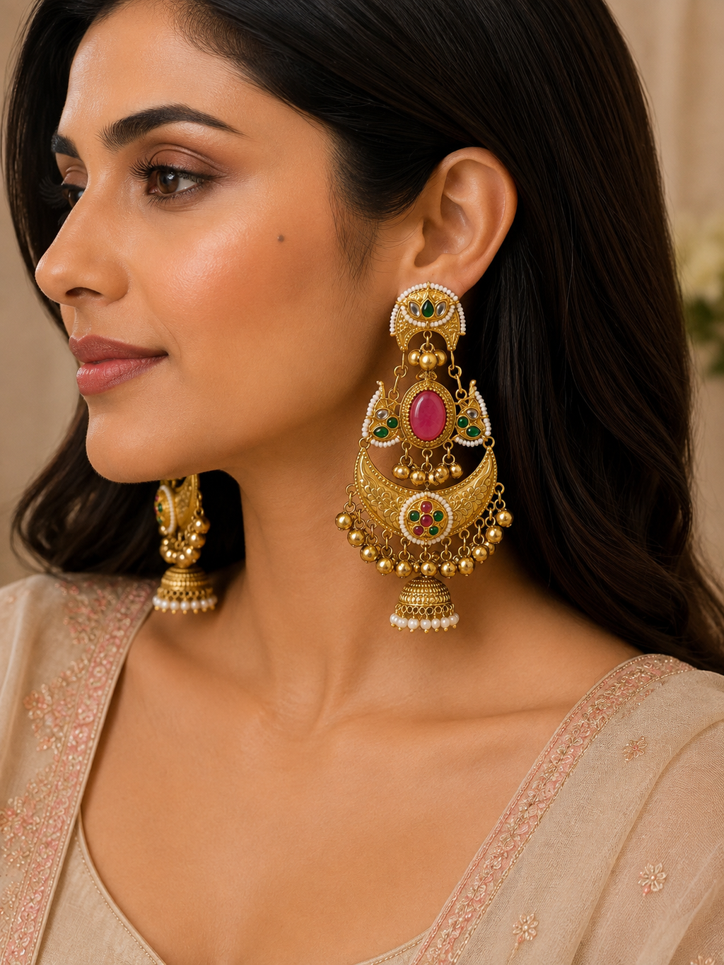 Nayomi Kashmiri Chandbali Earrings