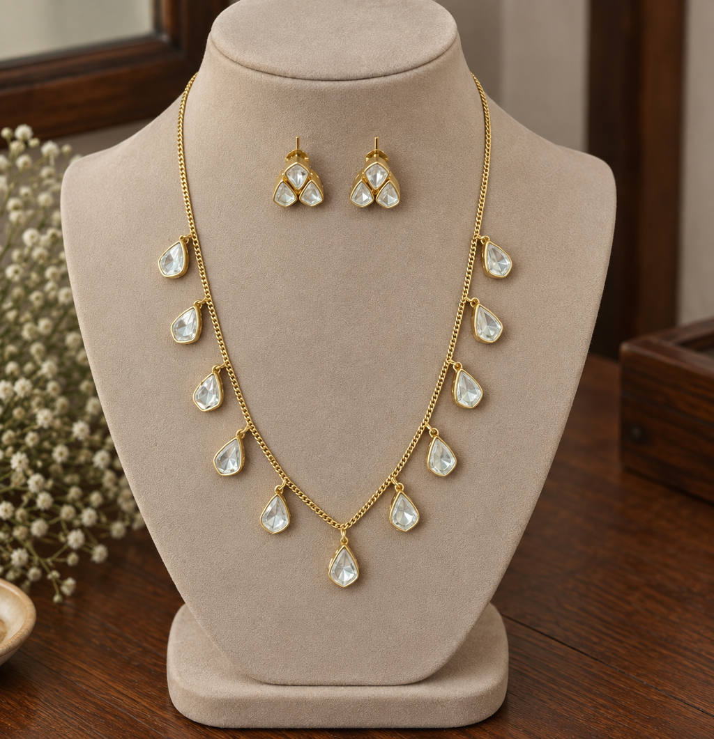 Avyara Kundan Drop Necklace Set