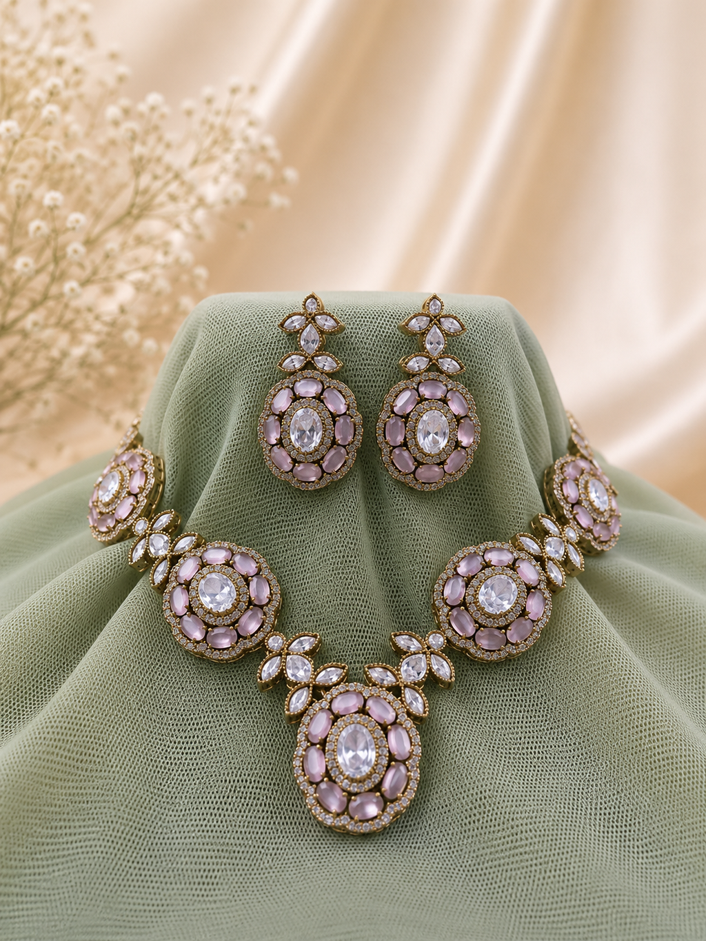 Rosé Halo Necklace Set