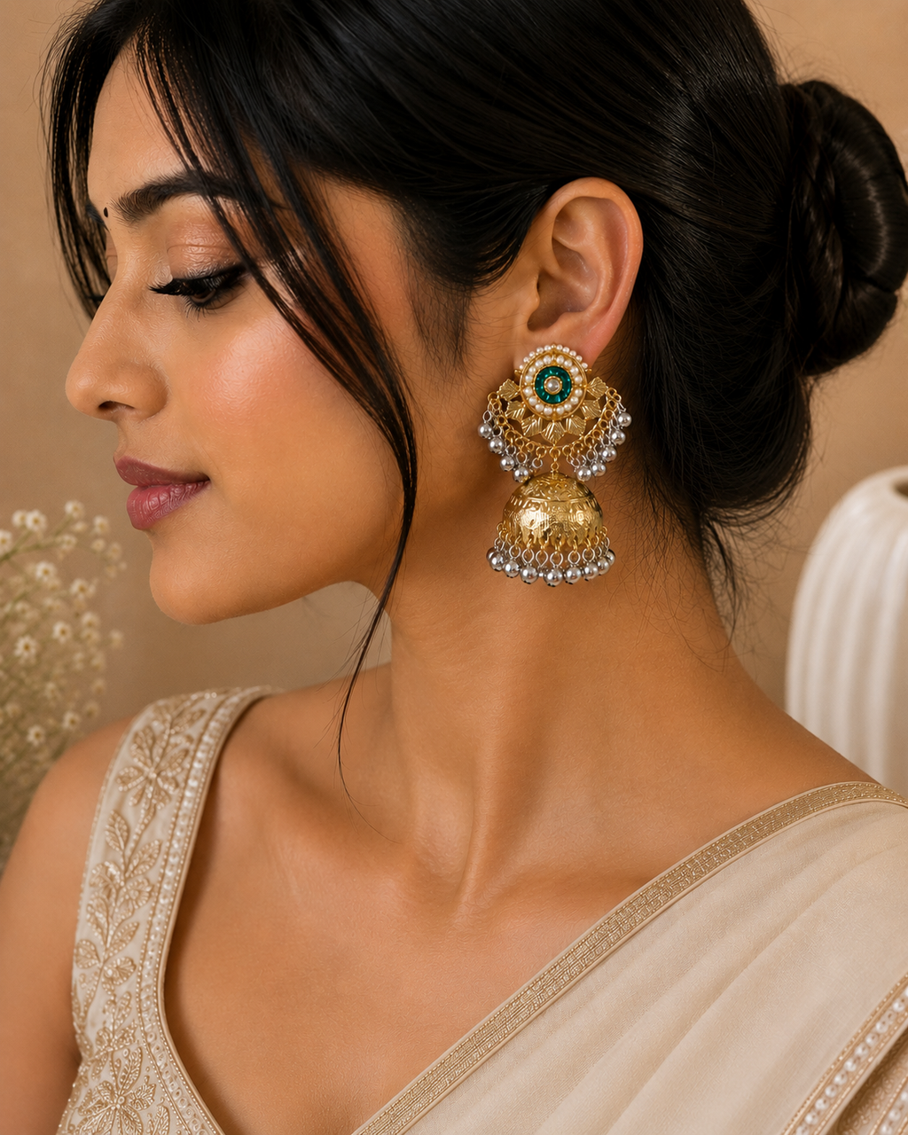 Neelraaga ghungroo jhumka Earrings